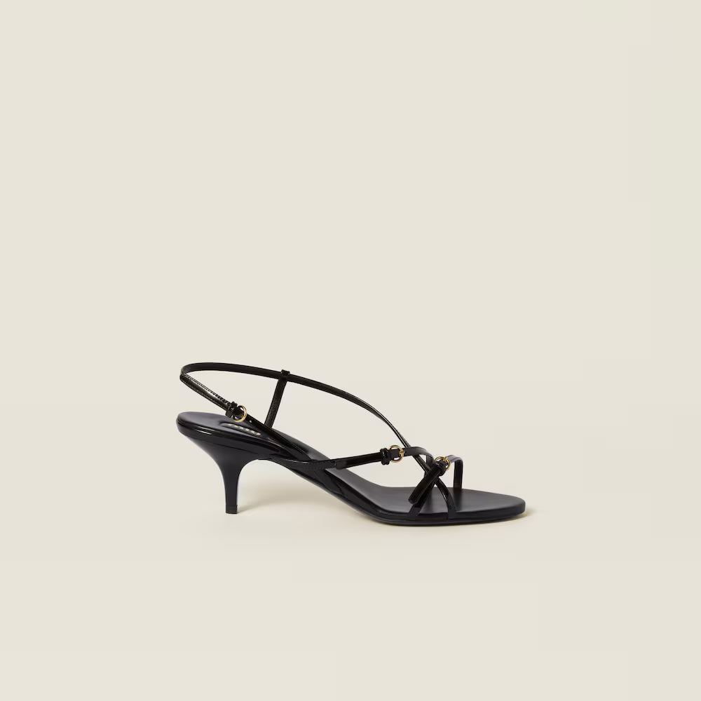 Patent Leather Sandals with Buckles