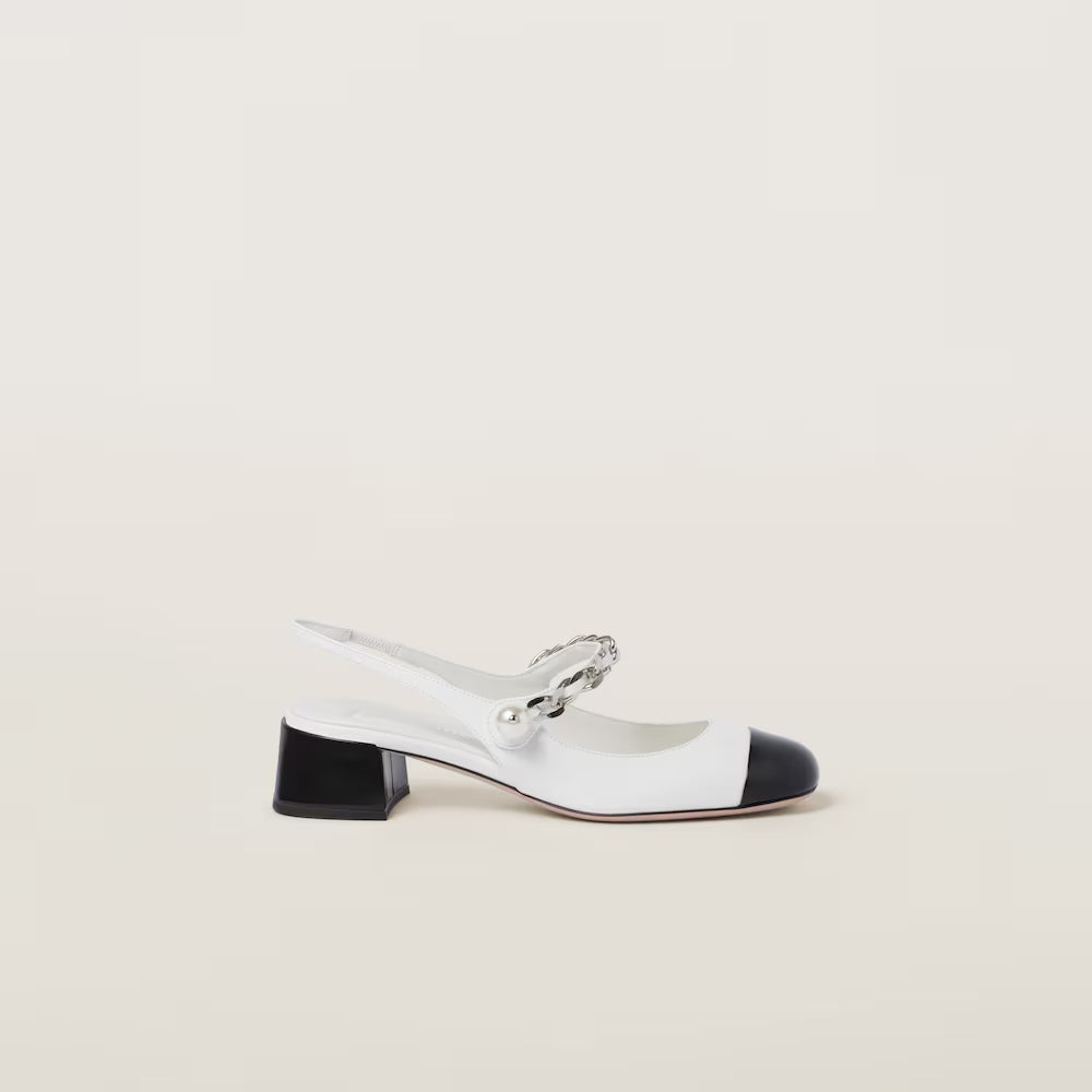 Two-Tone Patent Leather Slingback Pumps