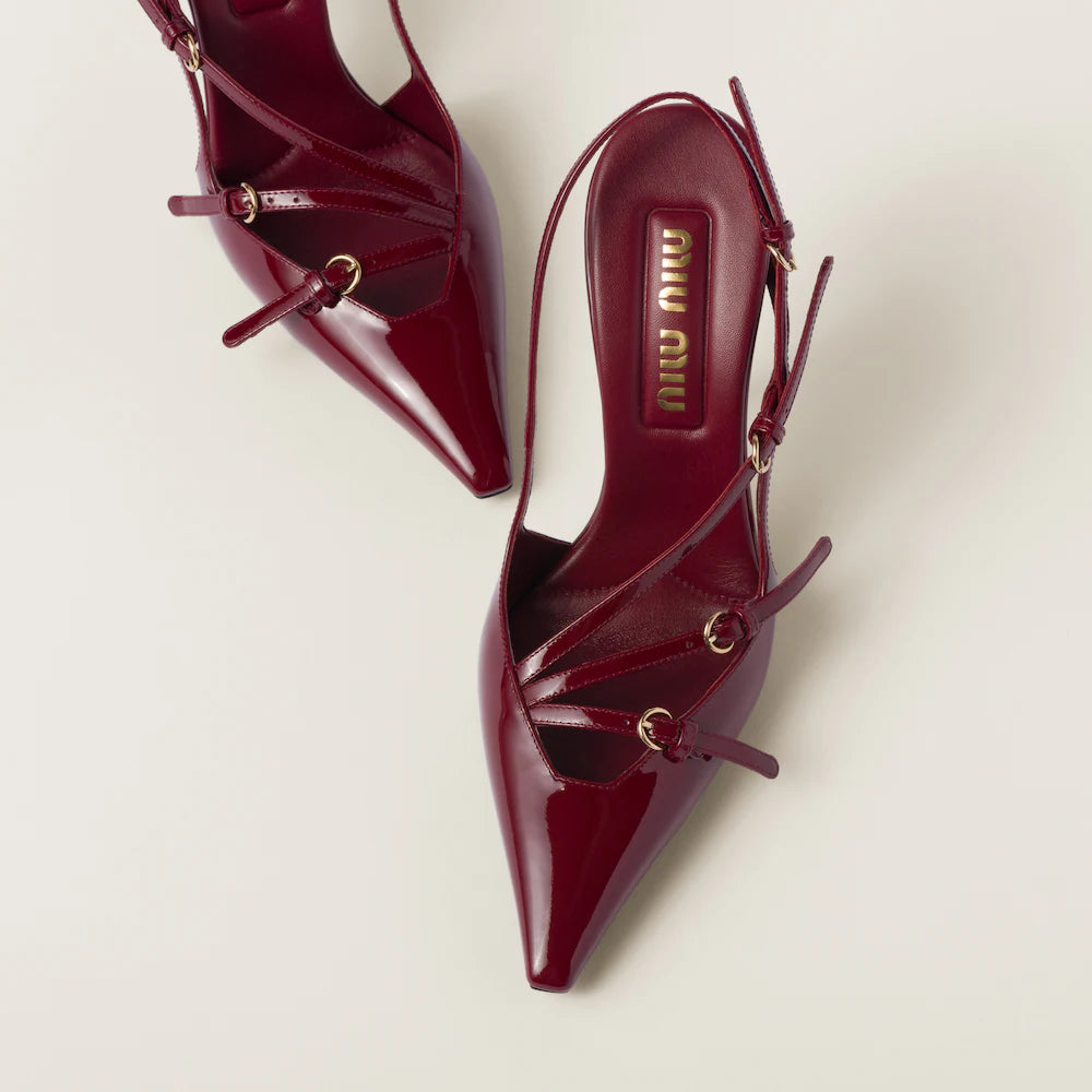 Patent Leather Slingbacks with Buckles