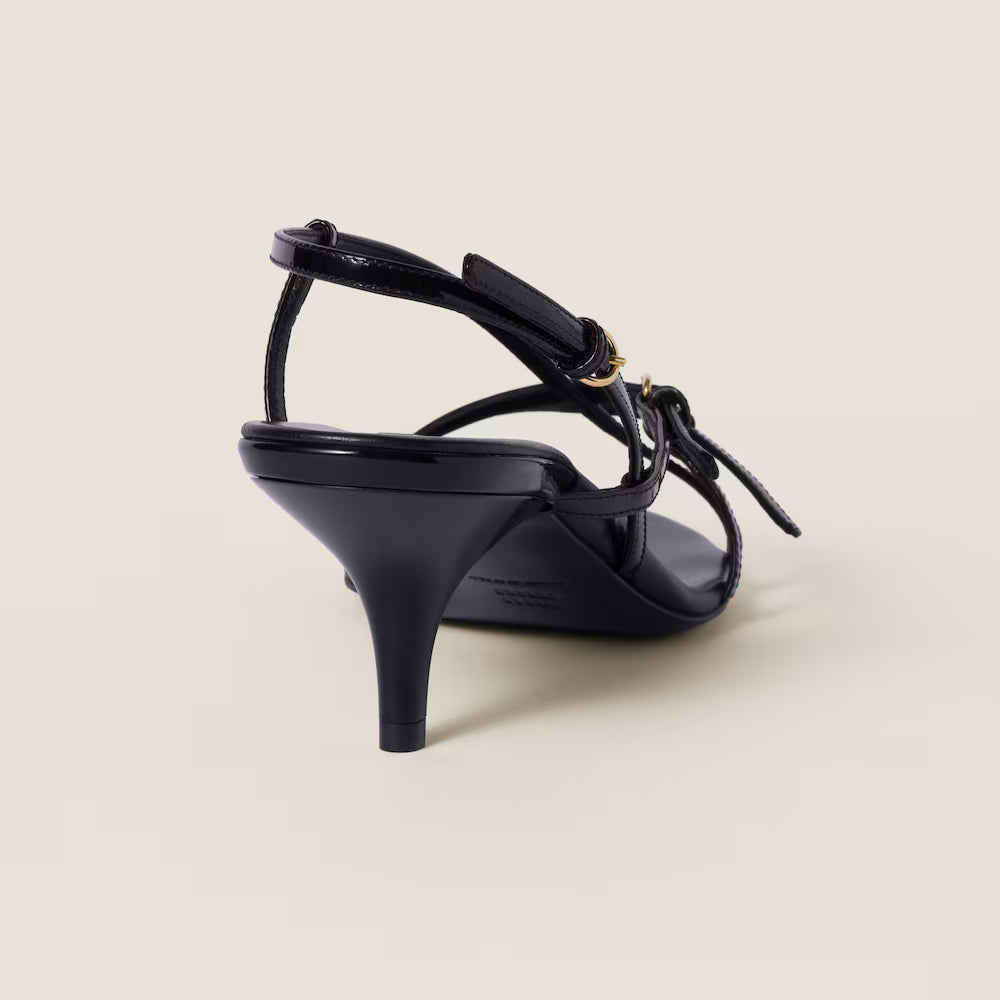 Patent Leather Sandals with Buckles