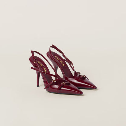 Patent Leather Slingbacks with Buckles