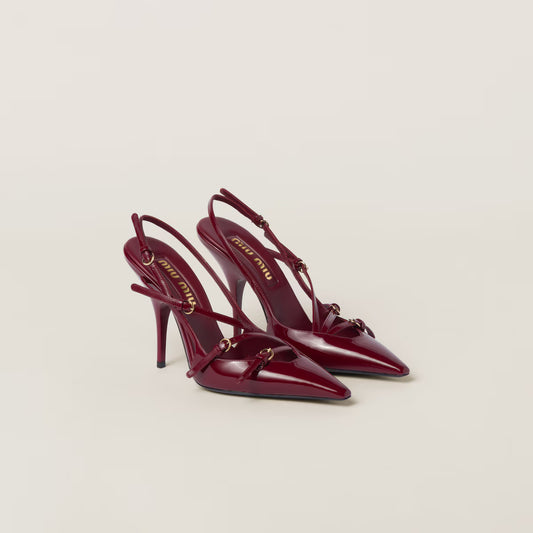 Patent Leather Slingbacks with Buckles