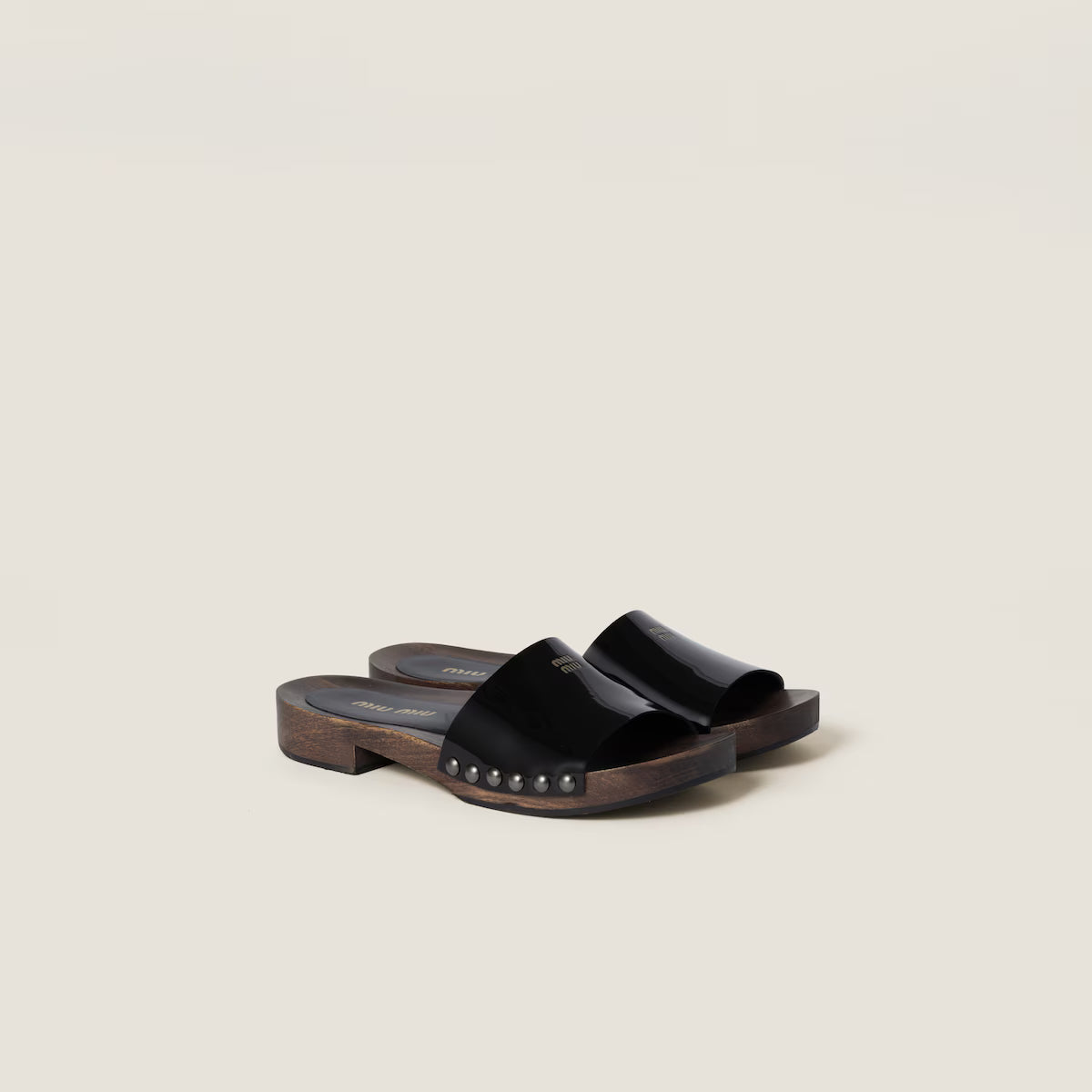 Patent leather clogs