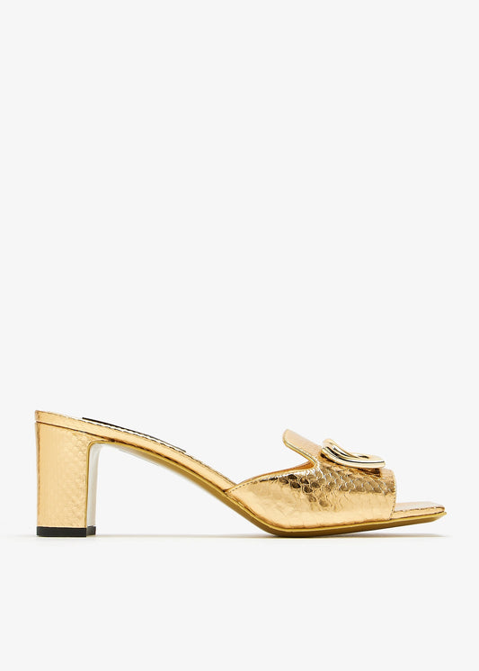 DOLCE & GABBANA DG logo foiled python skin sandals