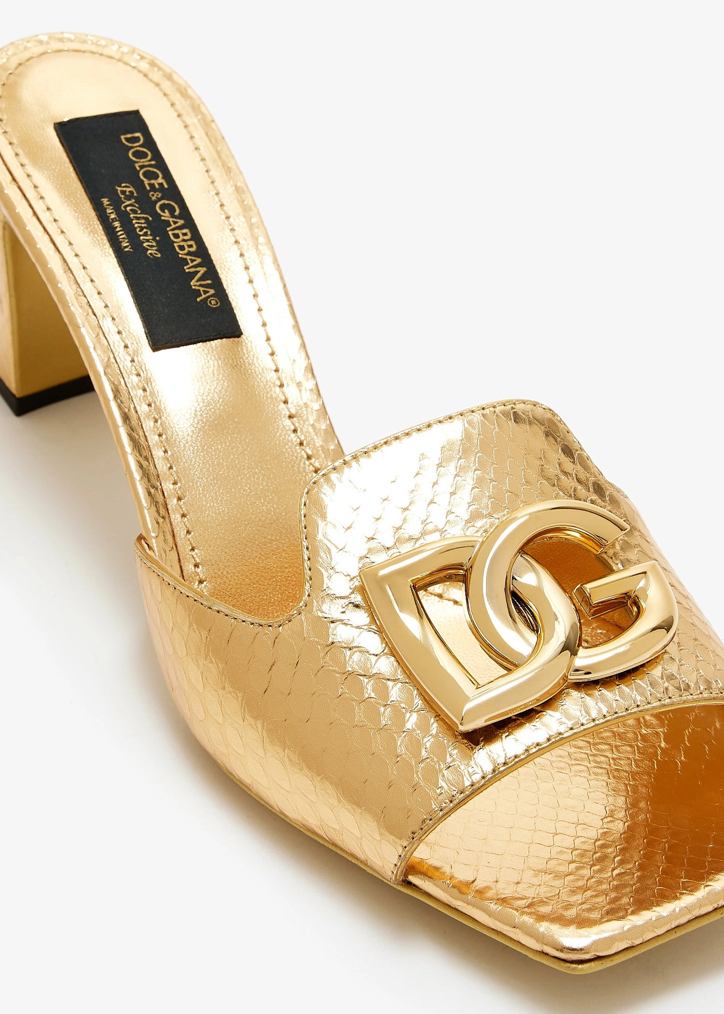 DOLCE & GABBANA DG logo foiled python skin sandals