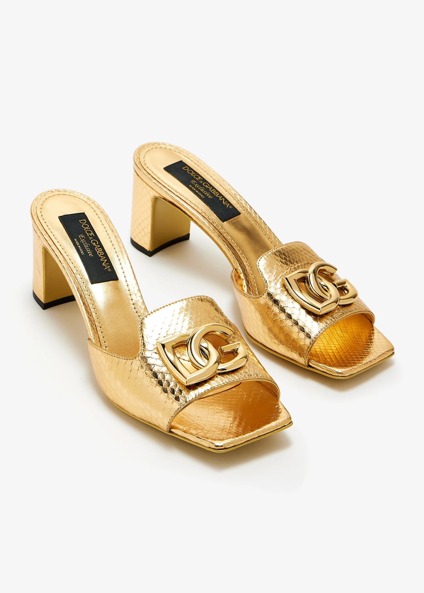 DOLCE & GABBANA DG logo foiled python skin sandals