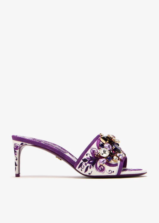 DOLCE & GABBANA Maiolica-print brocade mules