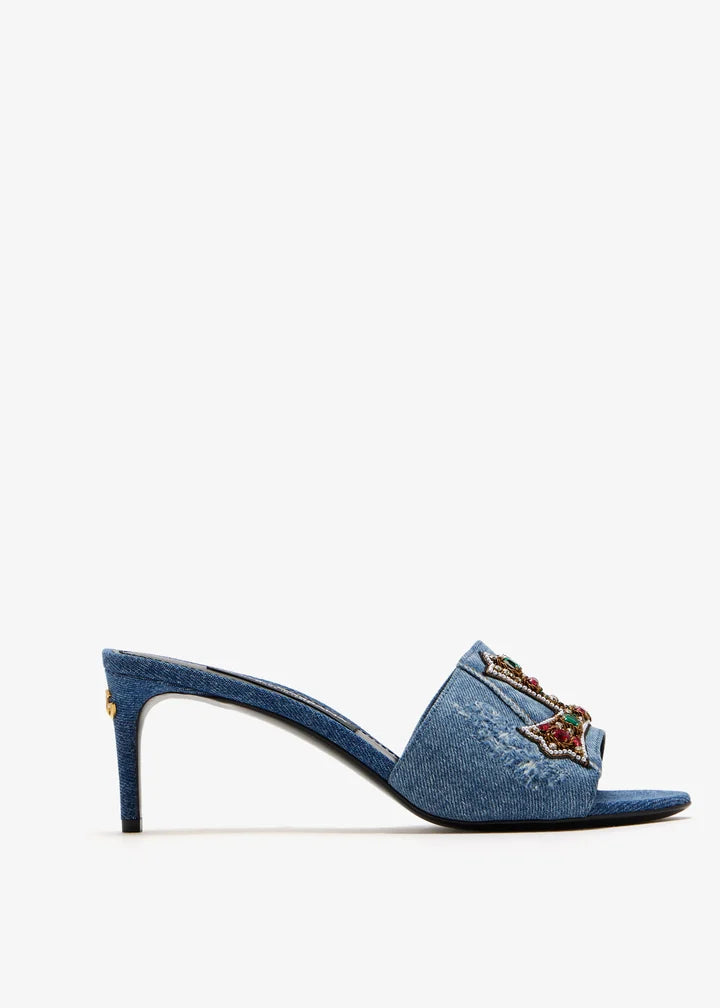 DOLCE & GABBANA Embroidered denim sandals