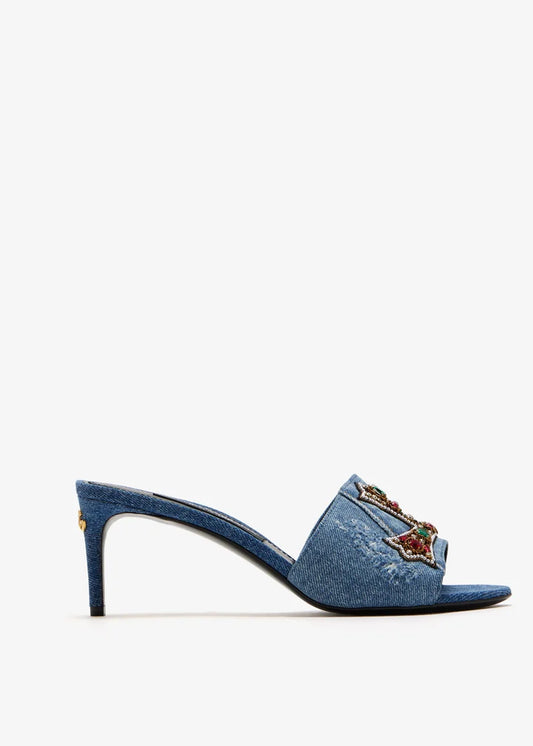 DOLCE & GABBANA Embroidered denim sandals