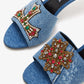 DOLCE & GABBANA Embroidered denim sandals