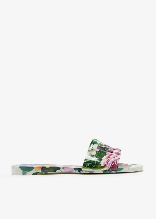 DOLCE & GABBANA Bianca floral-print slide sandals