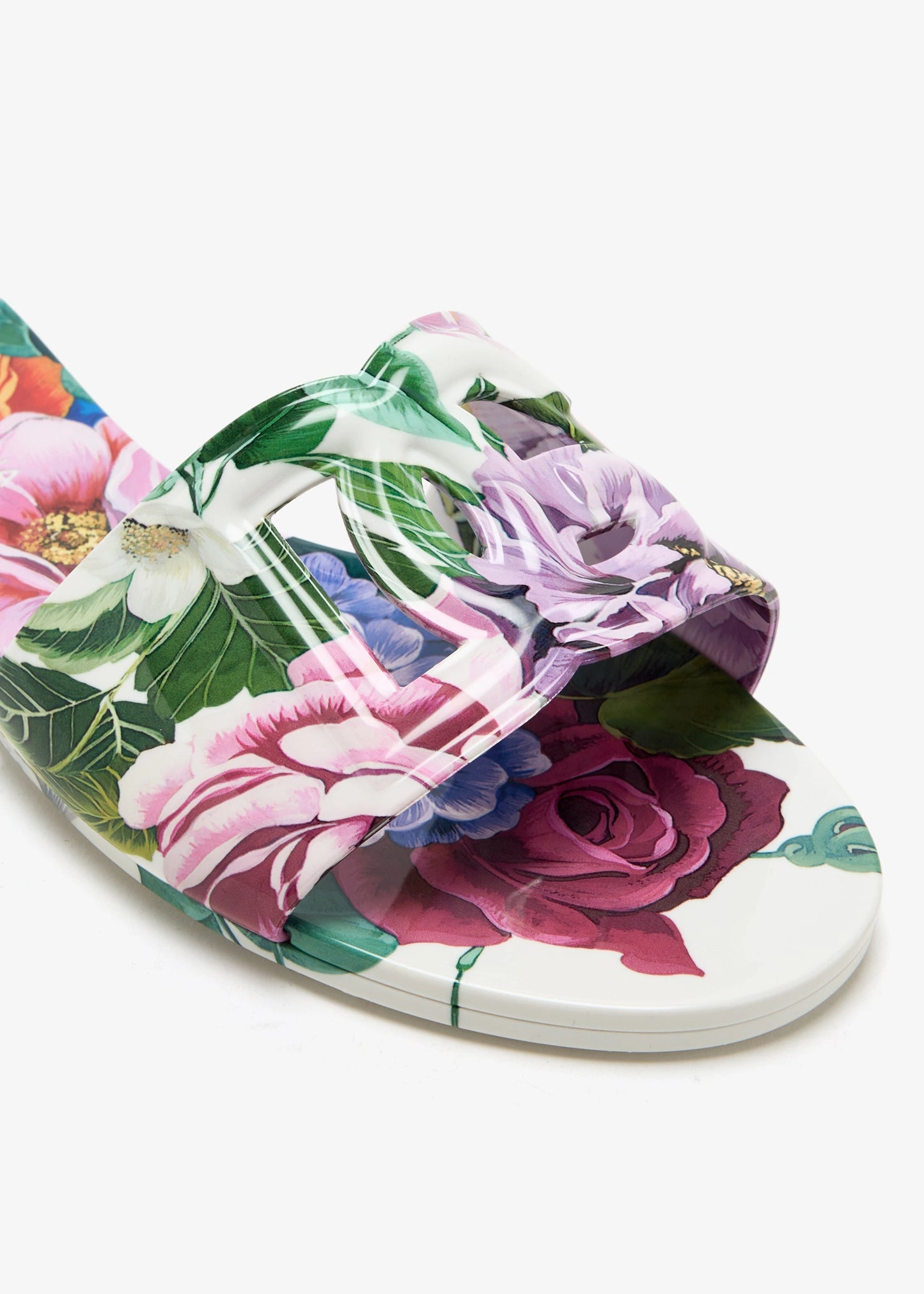 DOLCE & GABBANA Bianca floral-print slide sandals