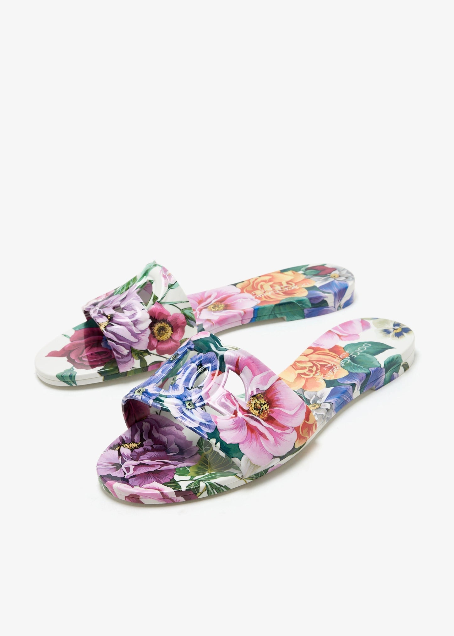 DOLCE & GABBANA Bianca floral-print slide sandals