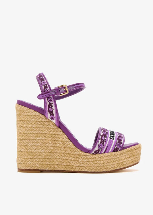 DOLCE & GABBANA Maiolica-Embroidered Wedge Sandals