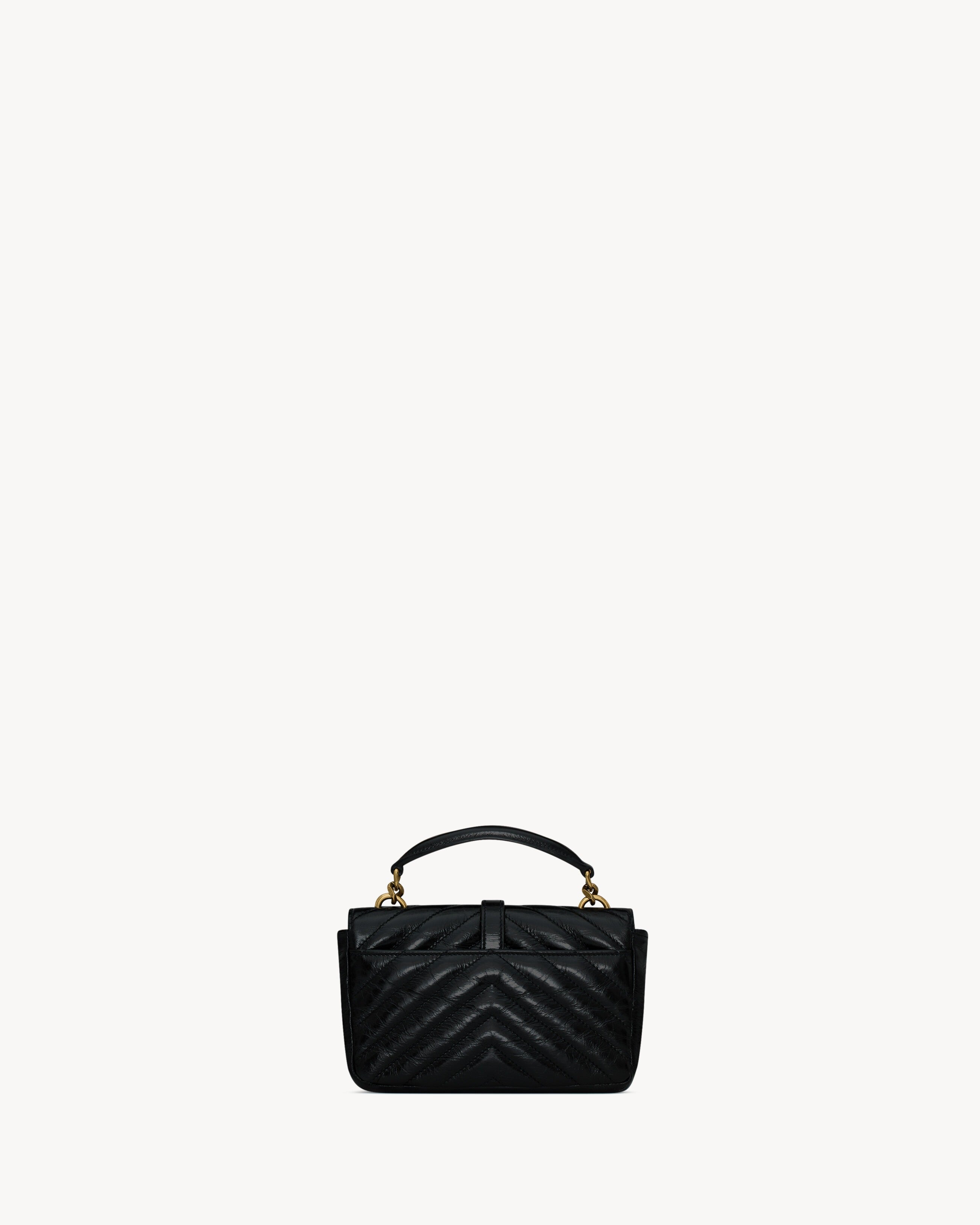 Saint Laurent College Mini Chain Bag In Shiny Crackled