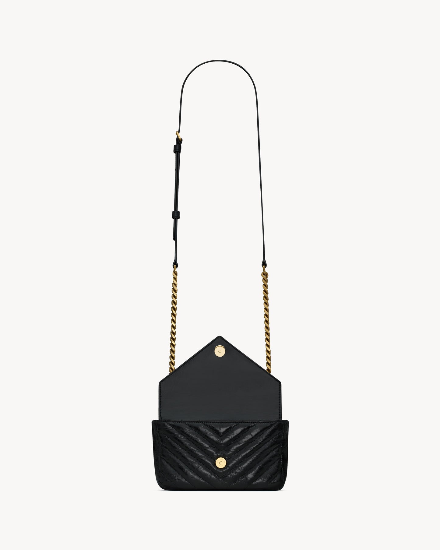 Saint Laurent College Mini Chain Bag In Shiny Crackled Leather