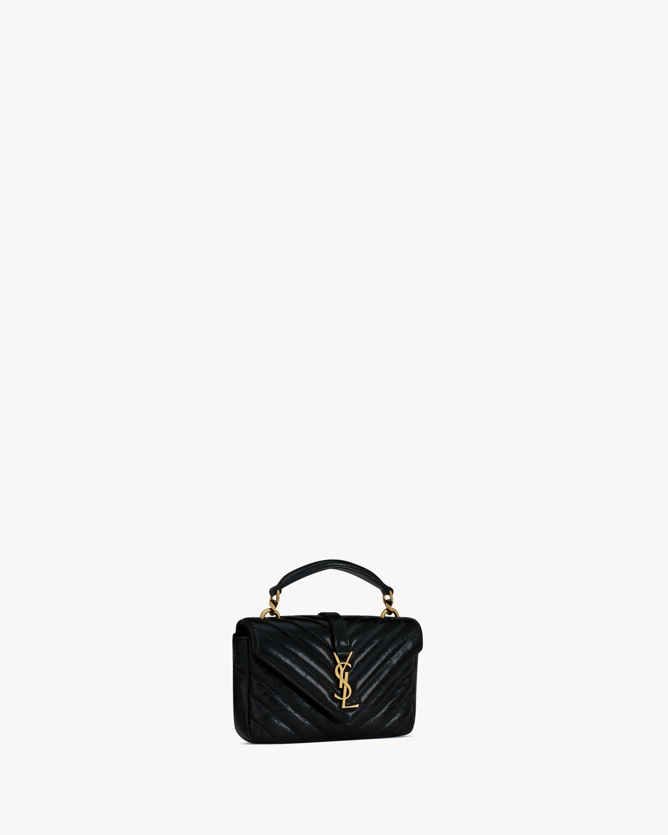 【Saint Laurent】COLLEGE MINI CHAIN BAG◆779430DZH07 COLLEGE mini chain bag in shiny crackled leather | Saint