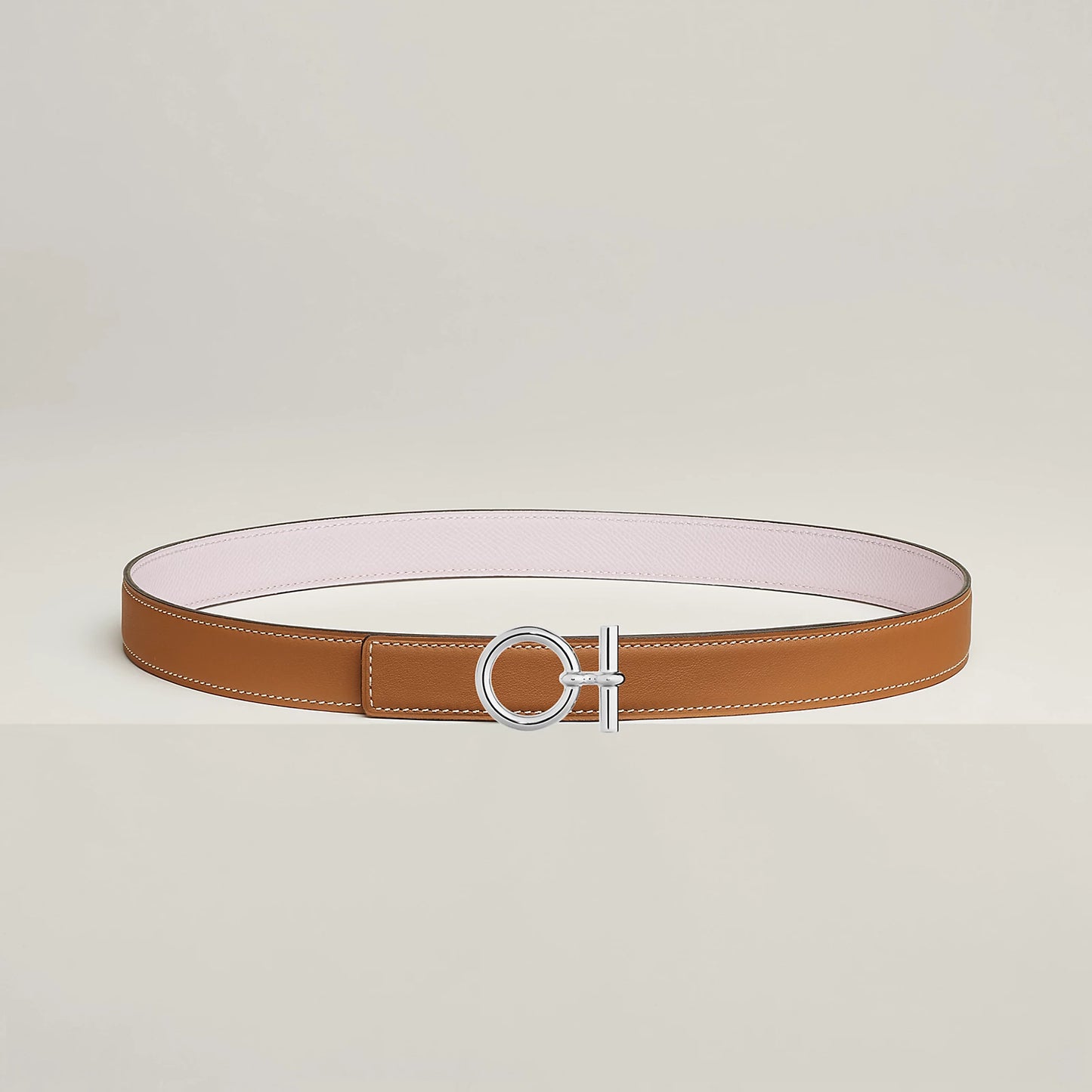 NATUREL SABLE / ORANGE FIELD - SÉSAME / VERT CYPRÈS   FLOT BELT BUCKLE & REVERSIBLE LEATHER STRAP 24 MM