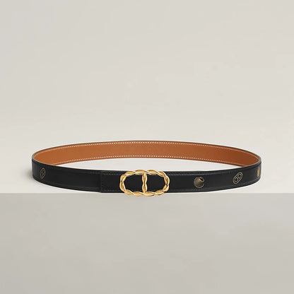 Maillon Torsade Belt Buckle & Reversible Leather Strap 24 MM