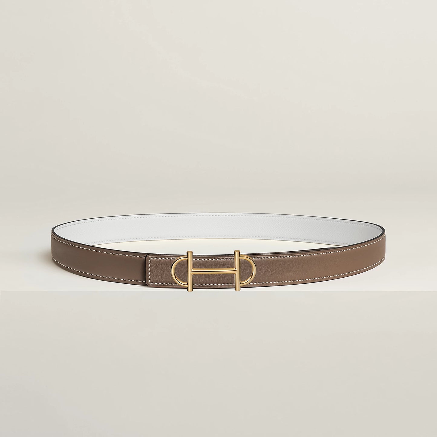 NOIR / GOLD-HAVANE / MAUVE PÂLE  GAMMA BELT BUCKLE & REVERSIBLE LEATHER STRAP 24 MM