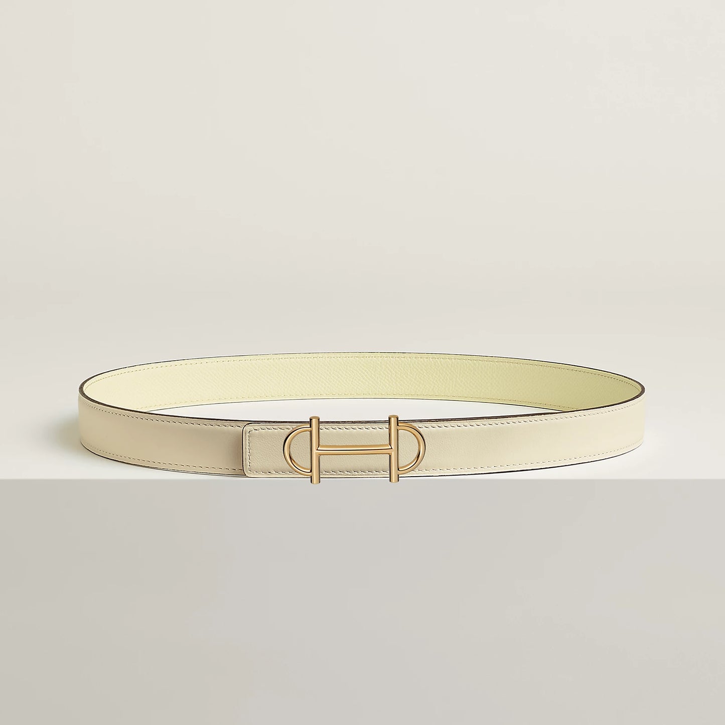 NATUREL SABLE / ORANGE FIELD-SÉSAME / VERT CYPRÈS  GAMMA BELT BUCKLE & REVERSIBLE LEATHER STRAP 24 MM