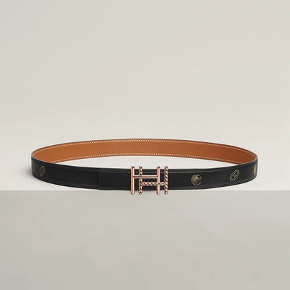 H AU CARRE TWIST BELT BUCKLE & REVERSIBLE LEATHER STRAP 24 MM