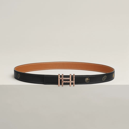 H AU CARRE TWIST BELT BUCKLE & REVERSIBLE LEATHER STRAP 24 MM