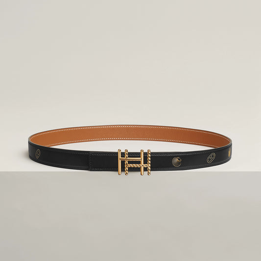 H AU CARRE TWIST BELT BUCKLE & REVERSIBLE LEATHER STRAP 24 MM