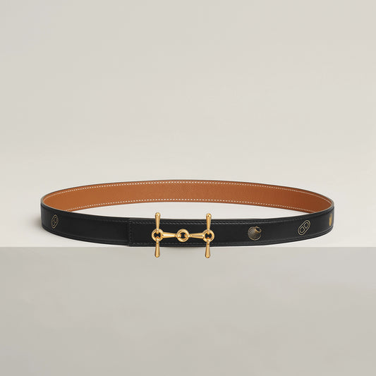 H EQUESTRE BELT BUCKLE & REVERSIBLE LEATHER STRAP 24 MM