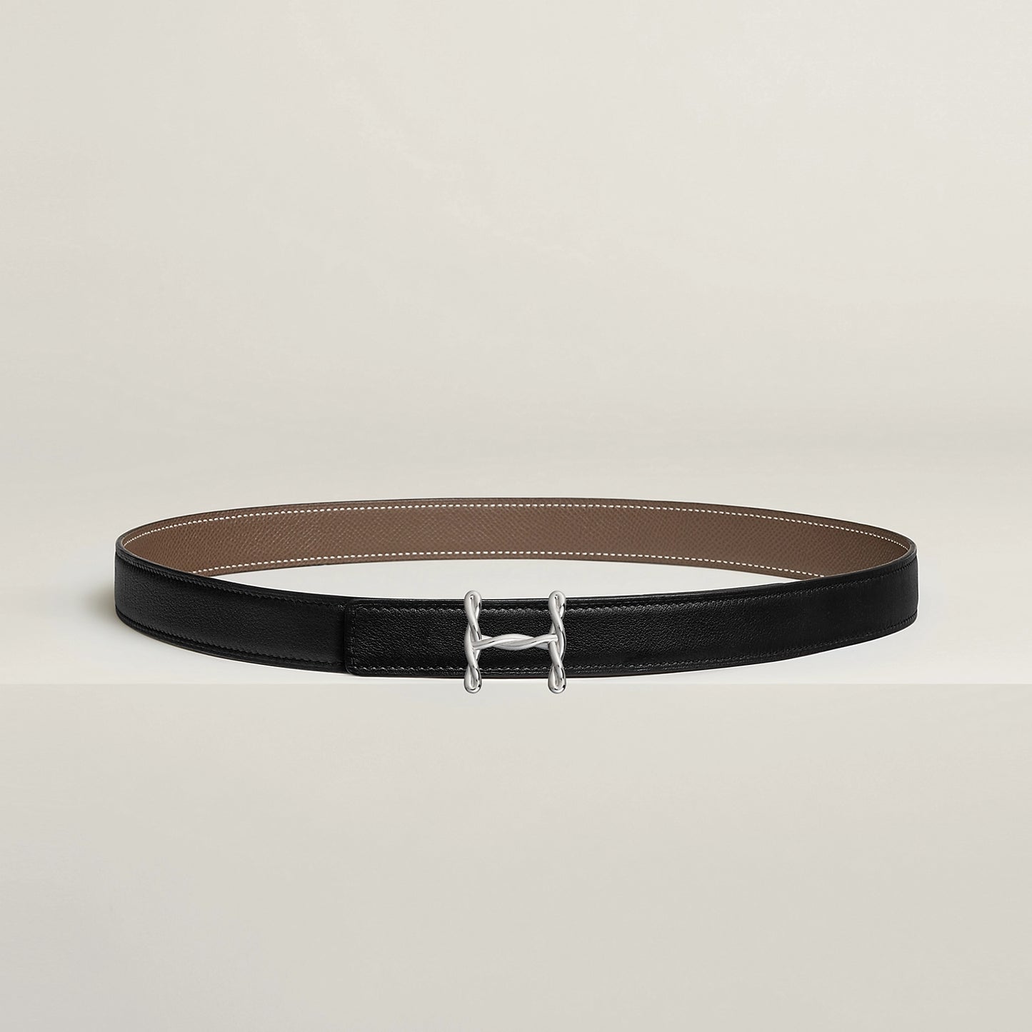 H TORSADE BELT BUCKLE & REVERSIBLE LEATHER STRAP 24 MM