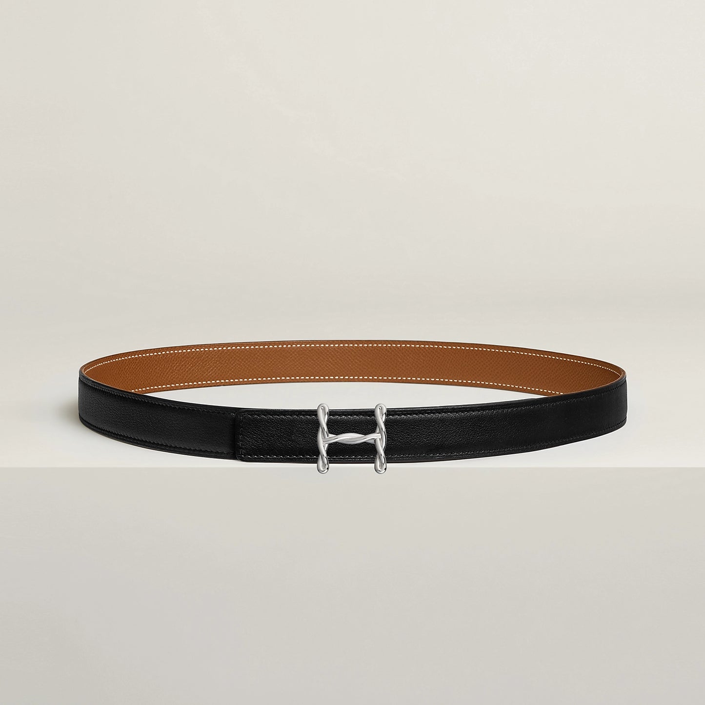 H TORSADE BELT BUCKLE & REVERSIBLE LEATHER STRAP 24 MM