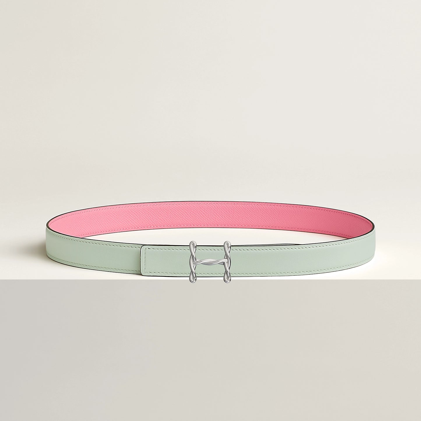 H TORSADE BELT BUCKLE & REVERSIBLE LEATHER STRAP 24 MM