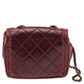 Red Quilted Leather Whipstitch Square Flap Bag