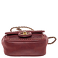Red Quilted Leather Whipstitch Square Flap Bag
