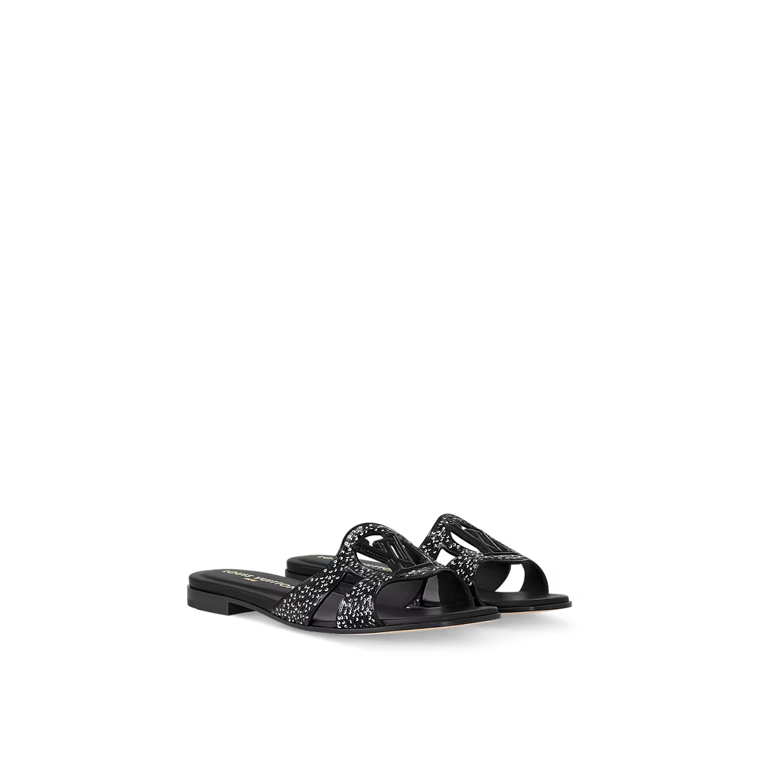 Black/White LV Isola Flat Mule