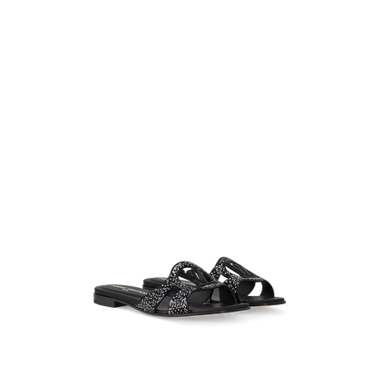 Black/White LV Isola Flat Mule