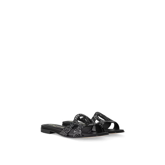 Black/White LV Isola Flat Mule