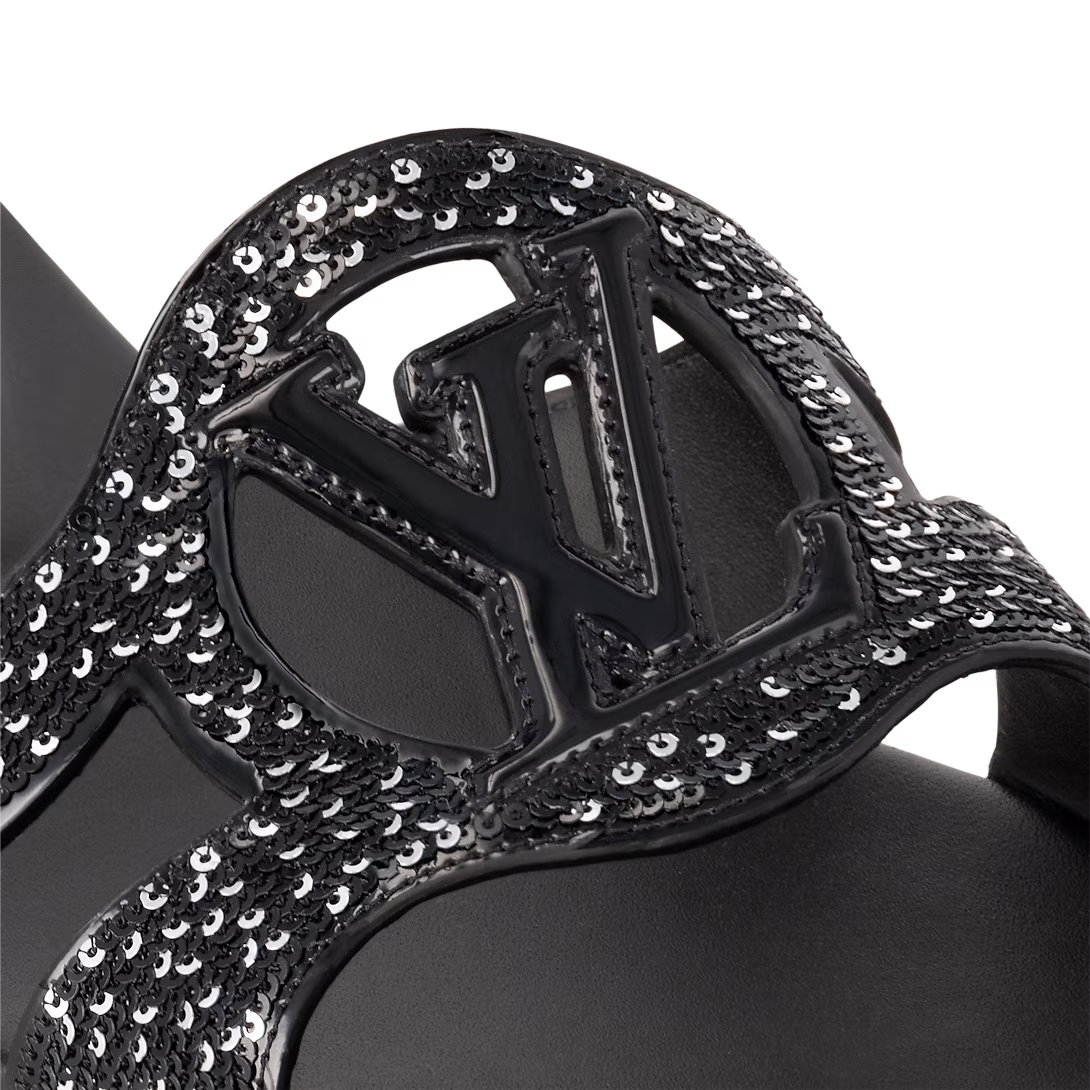 Black/White LV Isola Flat Mule