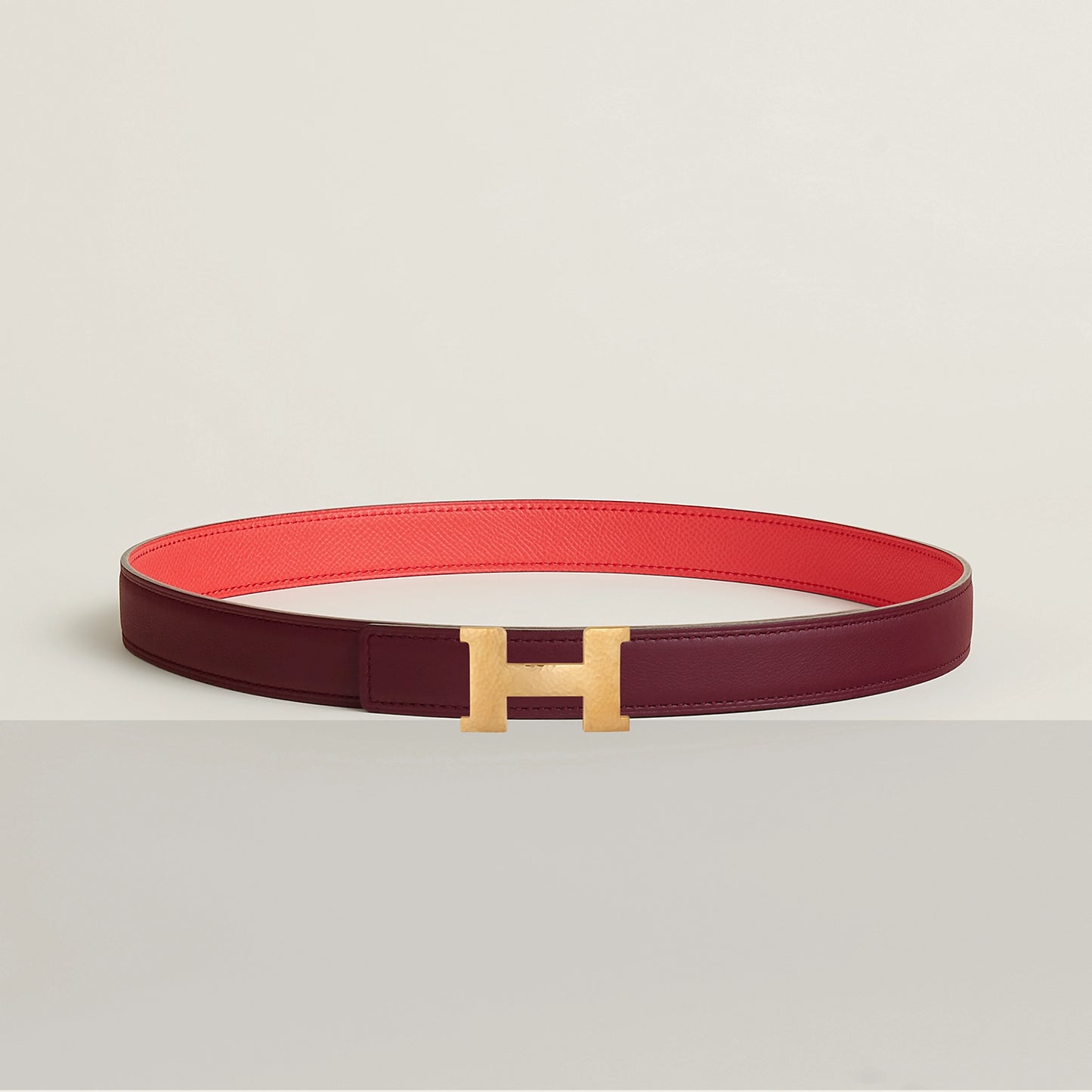 NOIR / GOLD -HAVANE / MAUVE PÂLE MINI CONSTANCE MARTELEE BELT BUCKLE & HERMÈS SUR MER REVERSIBLE LEATHER STRAP 24 MM
