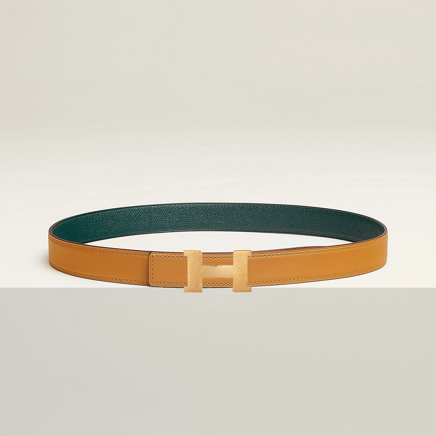NATUREL SABLE / ORANGE FIELD-SÉSAME / VERT CYPRÈS  MINI CONSTANCE MARTELEE BELT BUCKLE & REVERSIBLE LEATHER STRAP 24 MM