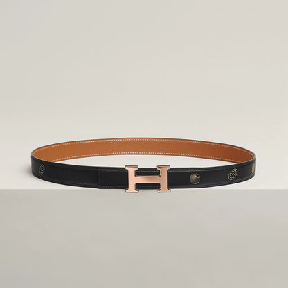 MINI H BELT BUCKLE & REVERSIBLE LEATHER STRAP 24 MM