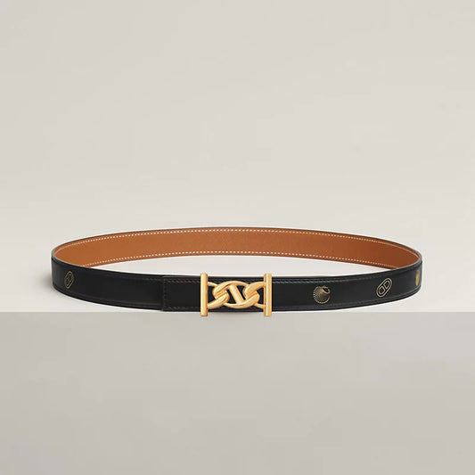 My H Belt Buckle & Hermès Sur Mer Reversible Leather Strap 24 MM