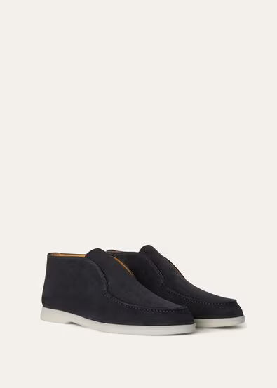 Navy Blue - Light Wood Smoke LORO PIANA  Open Walk Ankle Boot