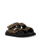 Beige - Black Pool Pillow Flat Comfort Mule