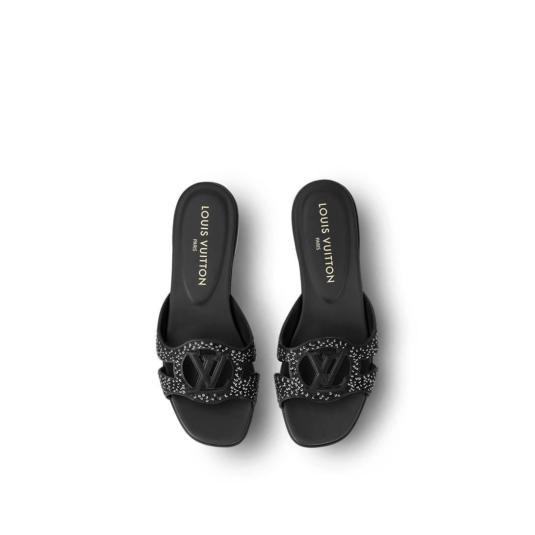 Black/White LV Isola Flat Mule