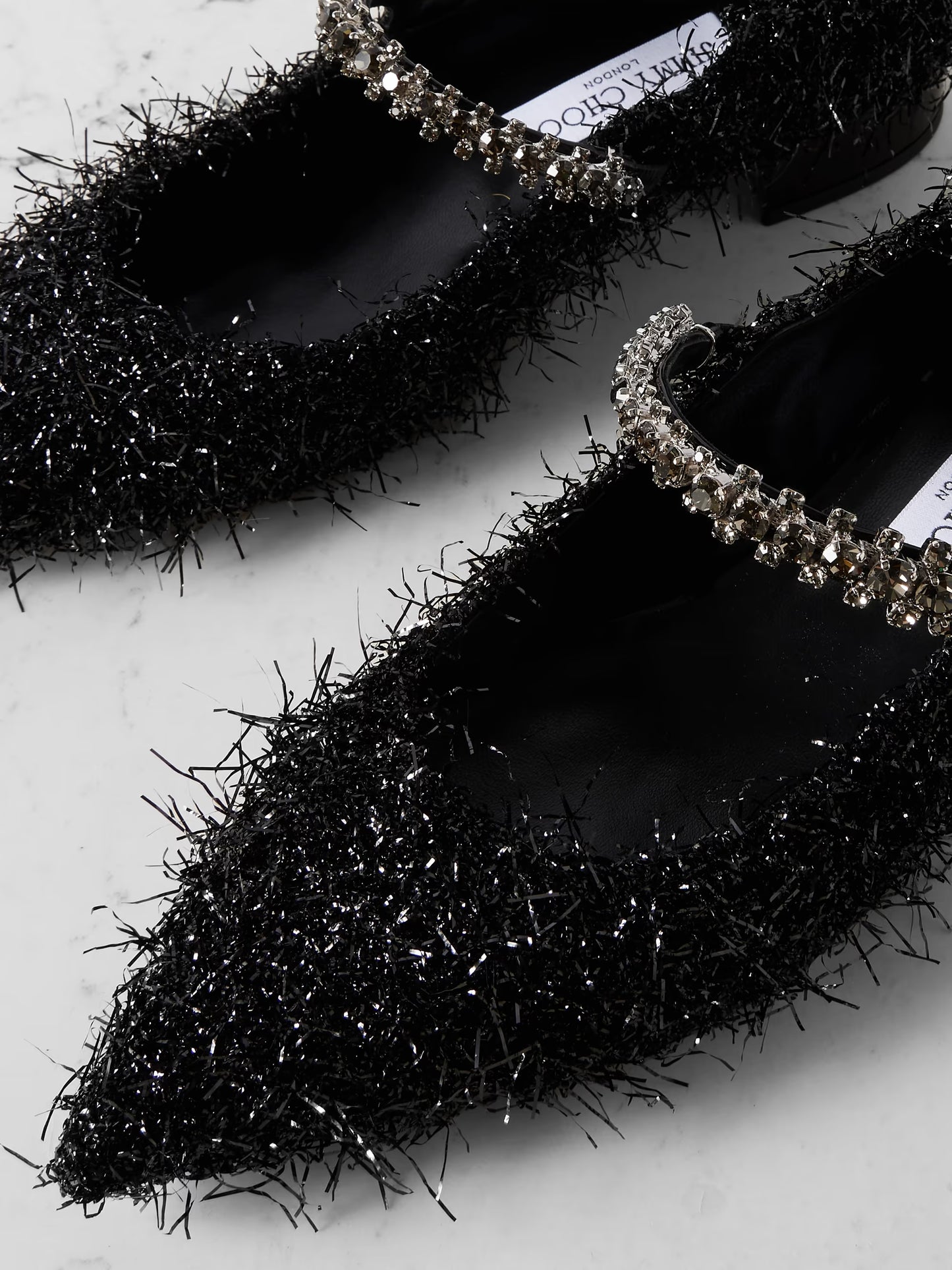 JIMMY CHOO Bing 25 crystal-embellished tinsel pumps