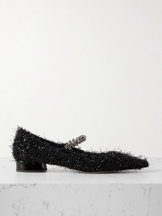 JIMMY CHOO Bing 25 crystal-embellished tinsel pumps