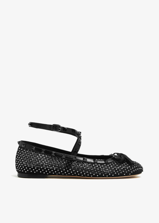 Valentino Garavani Rockstud mesh ballerinas