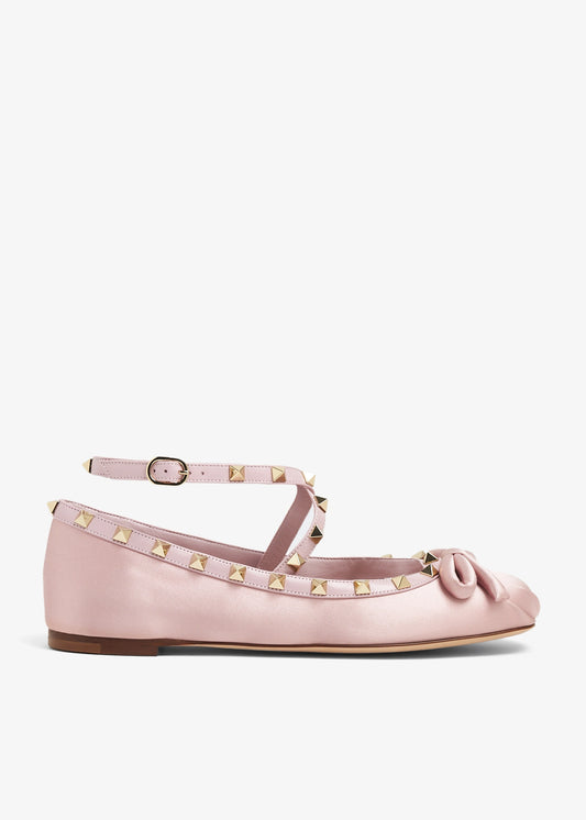 Rockstud satin ballerinas