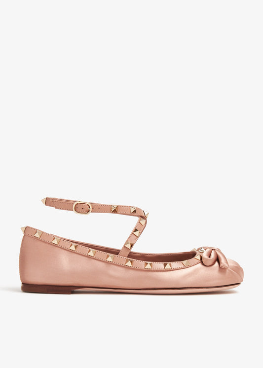 Valentino Garavani Rockstud satin ballerinas